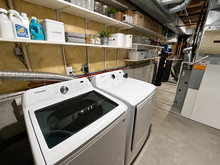 Furnace room, ADU washer and dryer