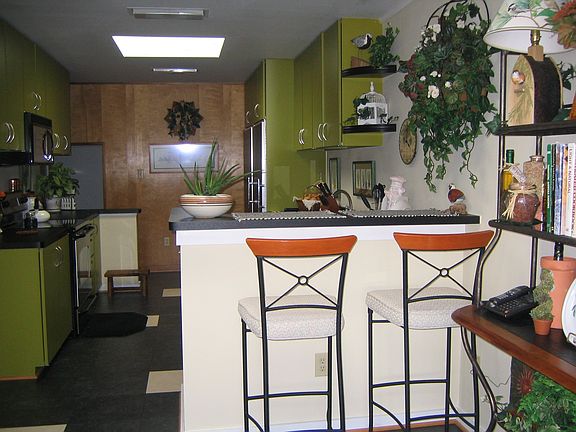 kitchen and bar area