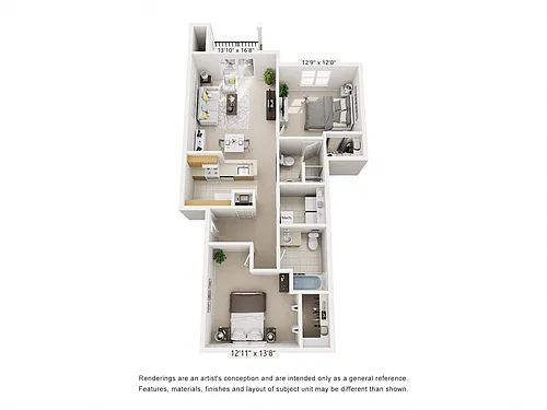 Floor plan Two Bedroom Alexander