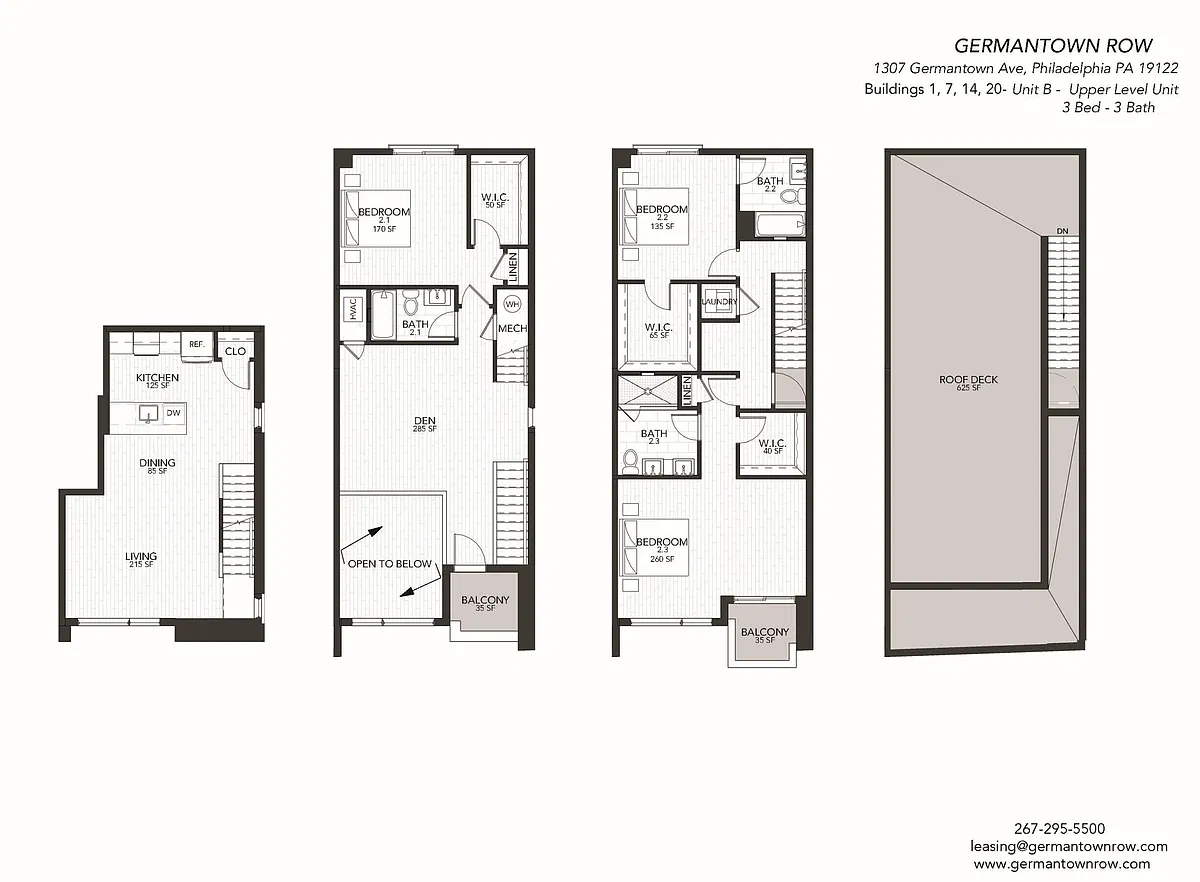 Floor plan Townhome Unit B Loft with Parking