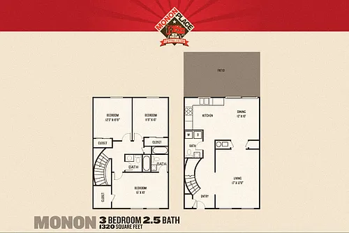 Floor plan Three Bedroom Townhome