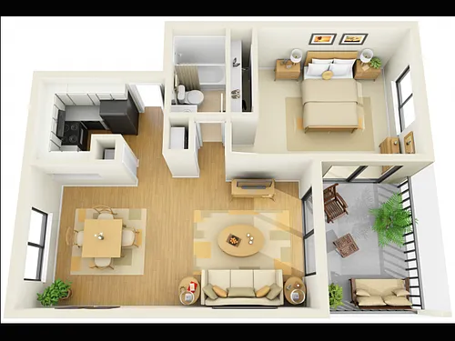 Floor plan 1x1B