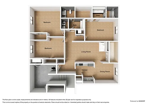 Floor plan Three Bedroom, Two Bath