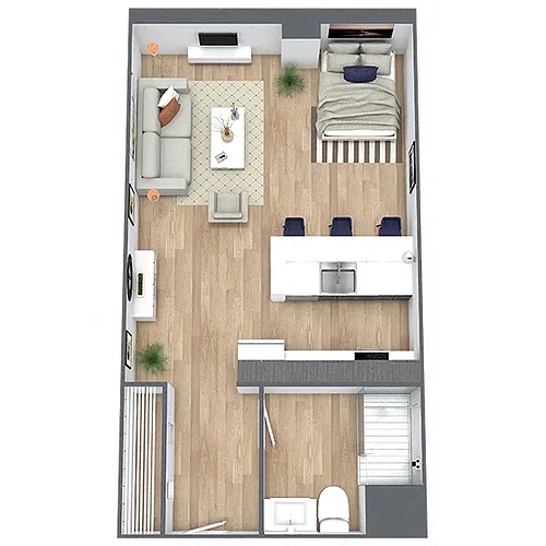 Floor plan S5: 0 Bed 1 Bath