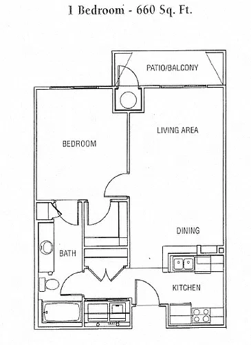 Floor plan One Bedroom One Bath