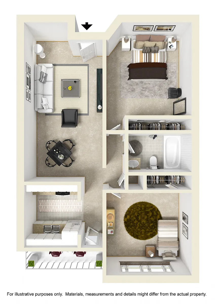 Floor plan 2 Bed 1 Bath