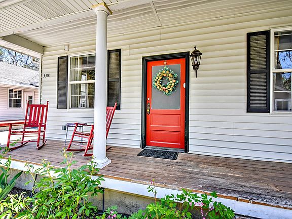 Cottage Front Door and Covered Deck