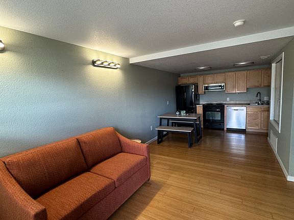 Living area w sleeper sofa and Kitchen