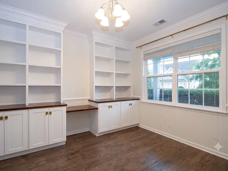 Built in bookshelves and cabinets