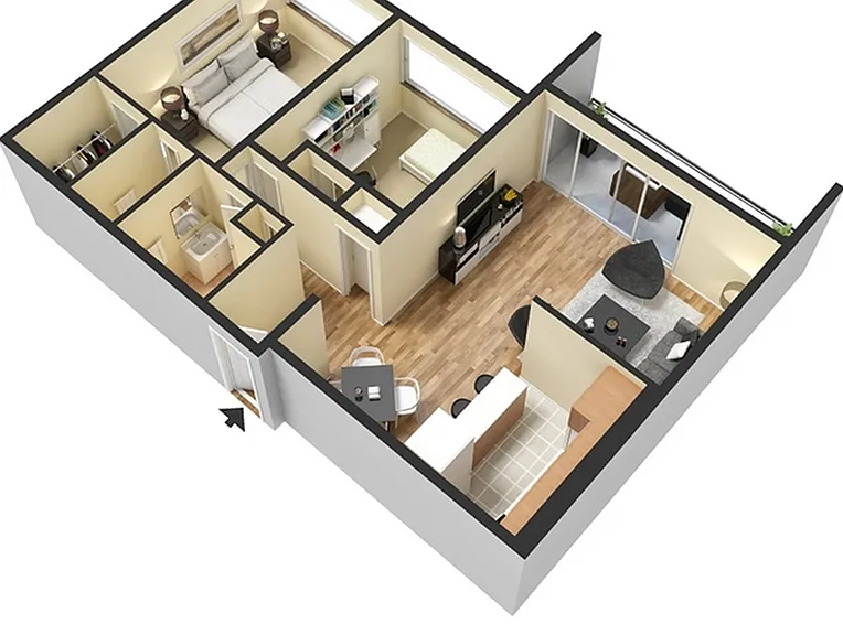 2 Bedroom - 3D 2 Bedroom - 3D