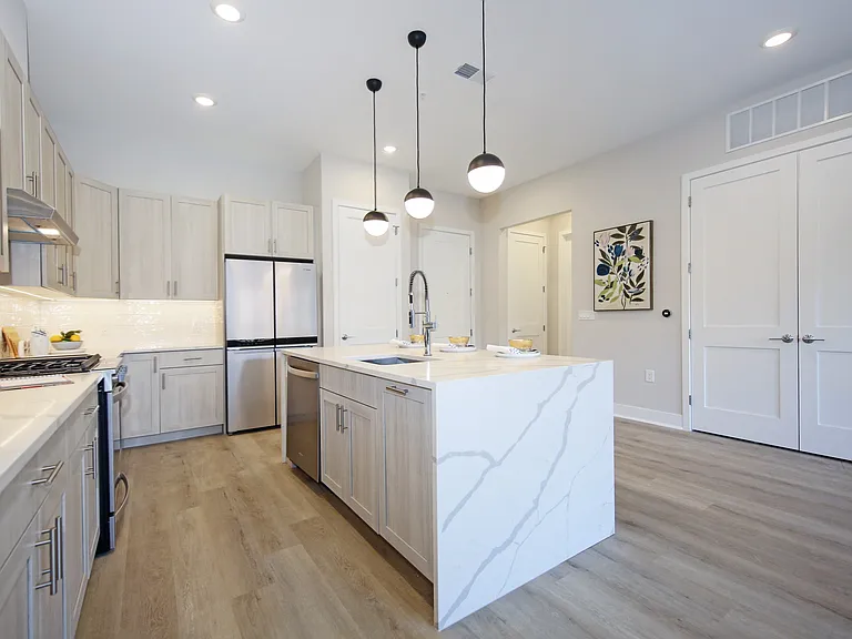 Waterfall islands and 4 door French door refrigerator