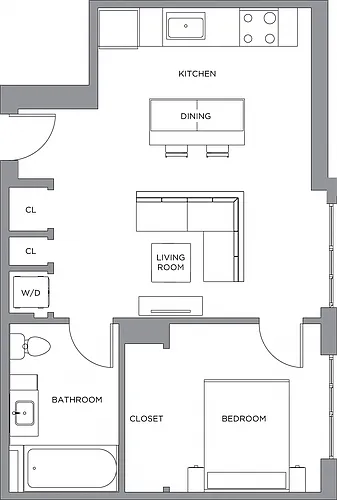 Floor plan 1 Bed/1 Bath-675a