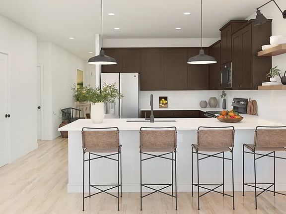 Kitchen with pendant lighting