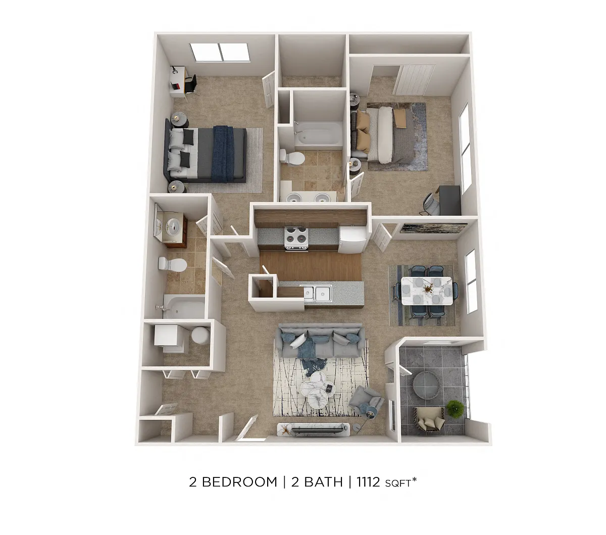 Floor plan Two Bedroom 2 Bath