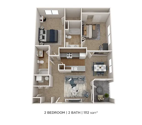 Floor plan Two Bedroom 2 Bath