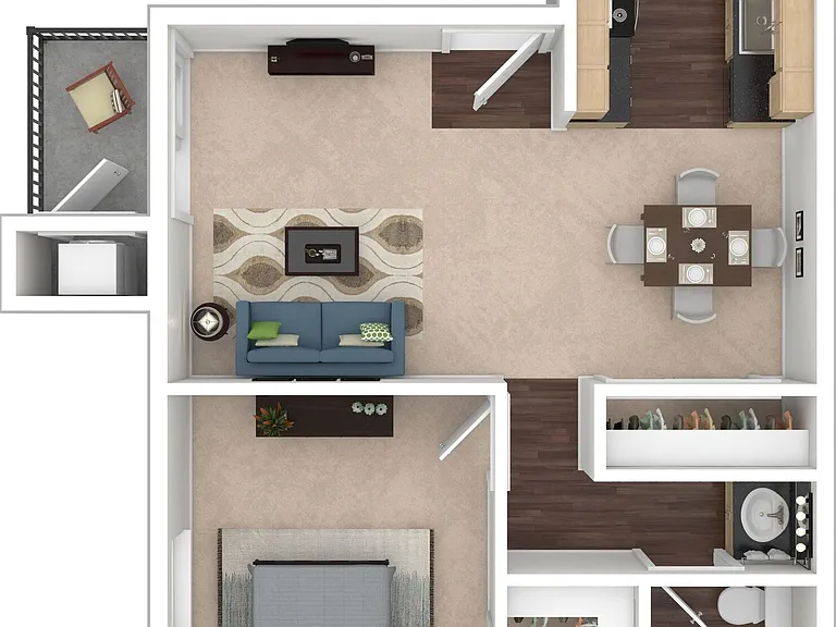 1 BD / 1 BA 605 SF