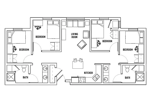 Floor plan 4 Bed - 2 Bath