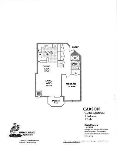 Floor plan The Carson 1 bedroom