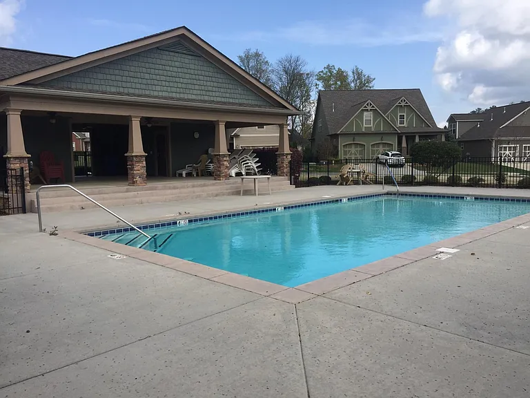 Community pool across the street from the home