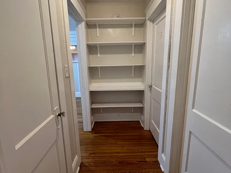 Hallway with open shelves