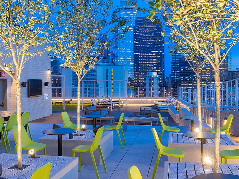 Take in the city skyline from our rooftop deck