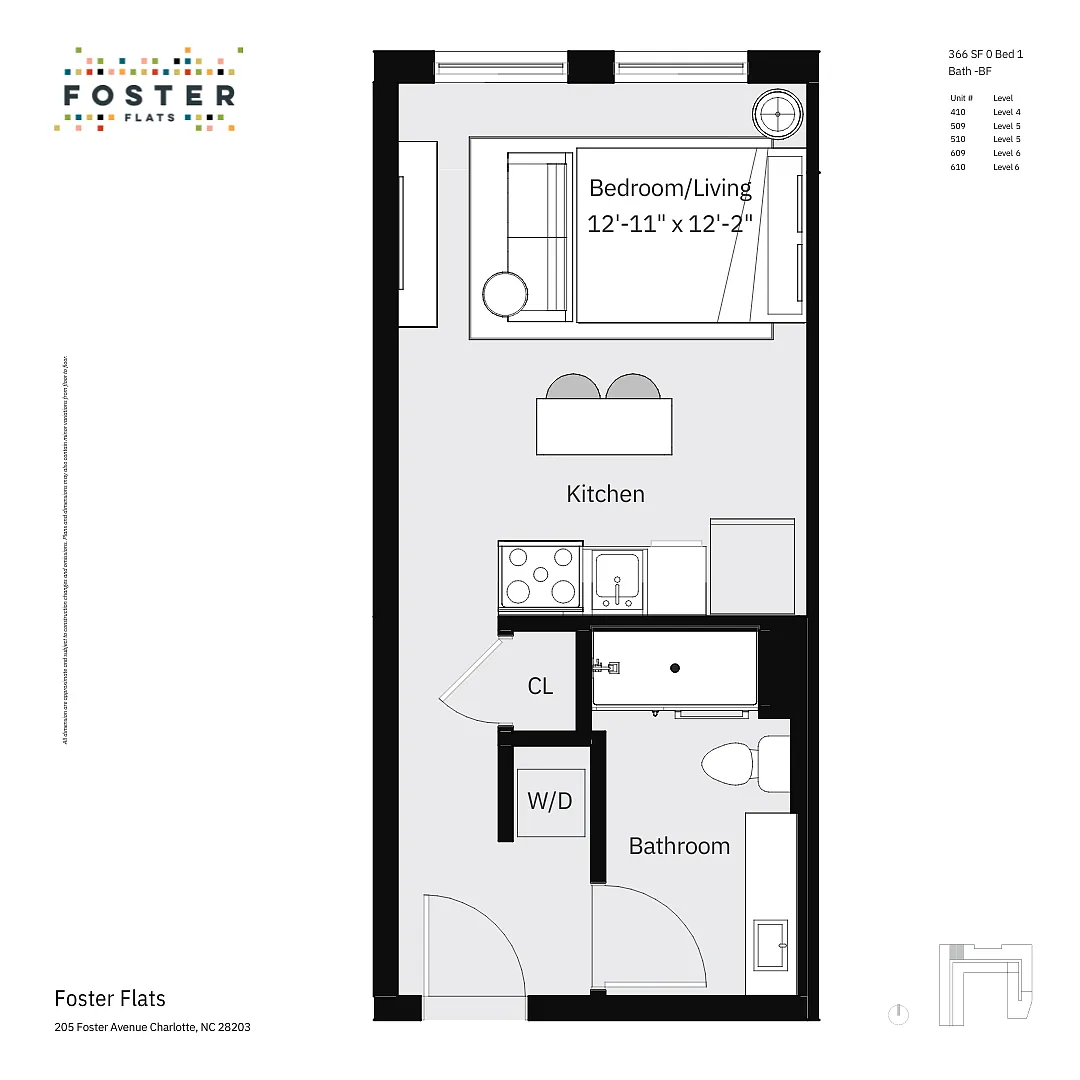 Floor plan 0 Bed 1 Bath - A Furnished