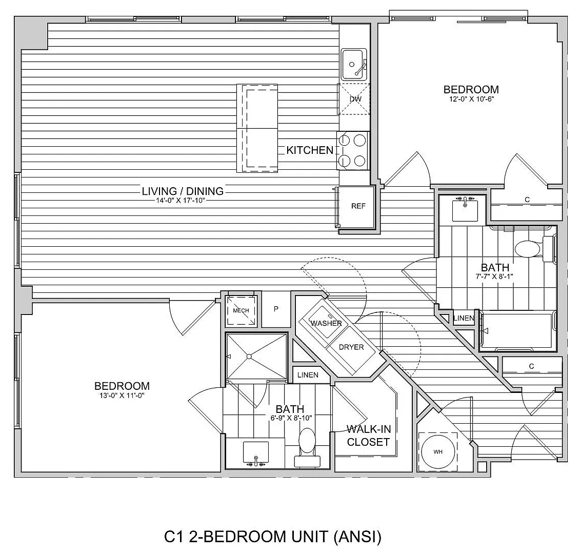 Floor plan 2 Bed/2 Bath-C1 ANSI