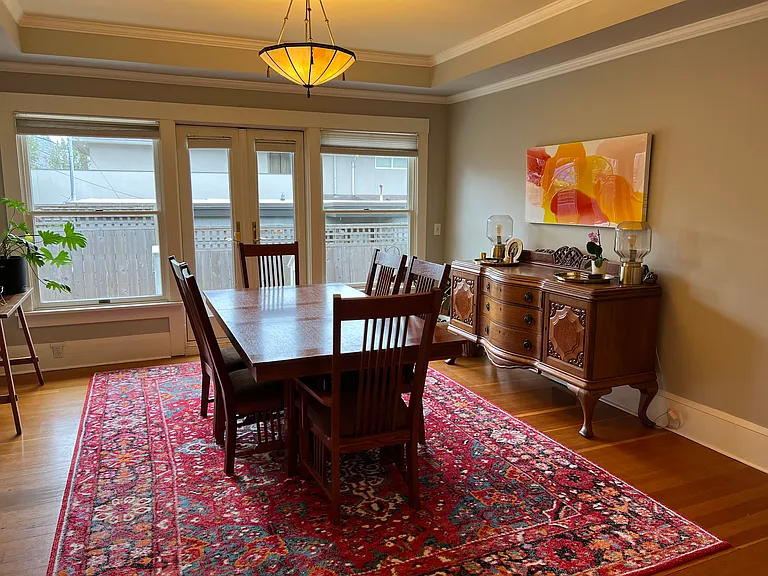Lovely dining room right off kitchen. Opens to private patio.