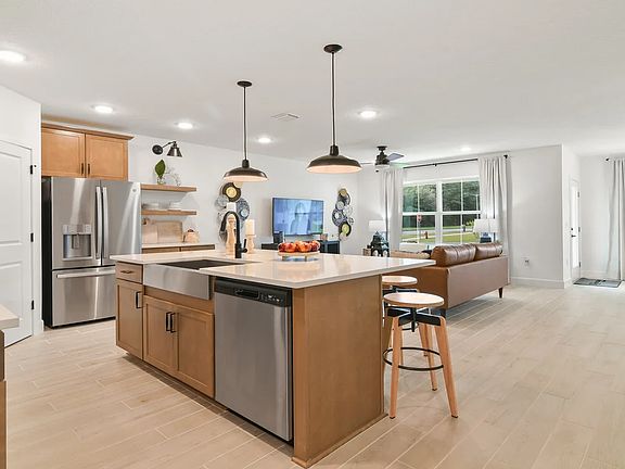Kitchen with pendant lighting