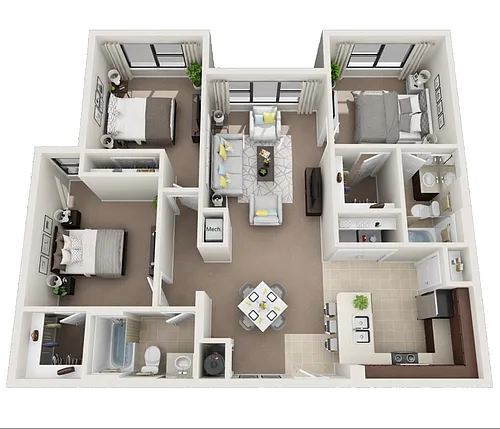 Floor plan Two Bedroom Two Bathroom - c
