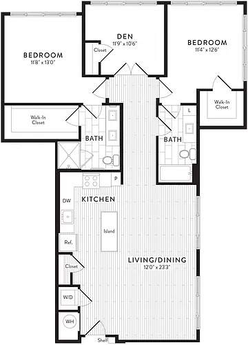 Floor plan C7 - 2 Bed_2 Bath Den