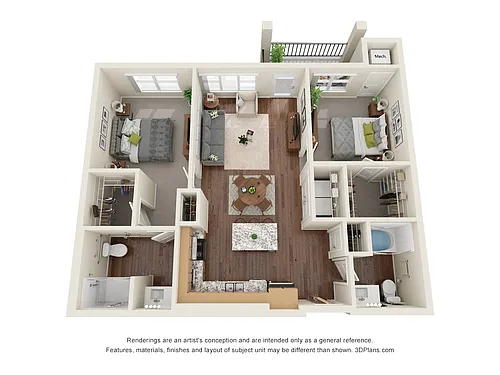 Floor plan Two Bedroom E (Wheelchair Accessible) - 60%