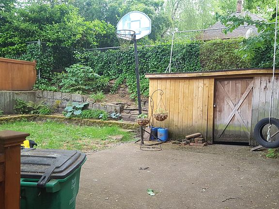 Backyard patio and shed