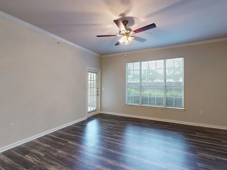 Apartment Living Room with Wood-Style Flooring.