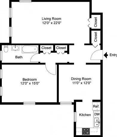 One bedroom floor plan One bedroom floor plan