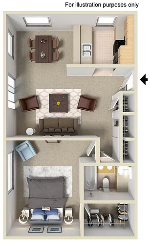 Floor plan N One Bedroom One Bathroom