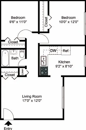 Two bedroom floor plan Two bedroom floor plan