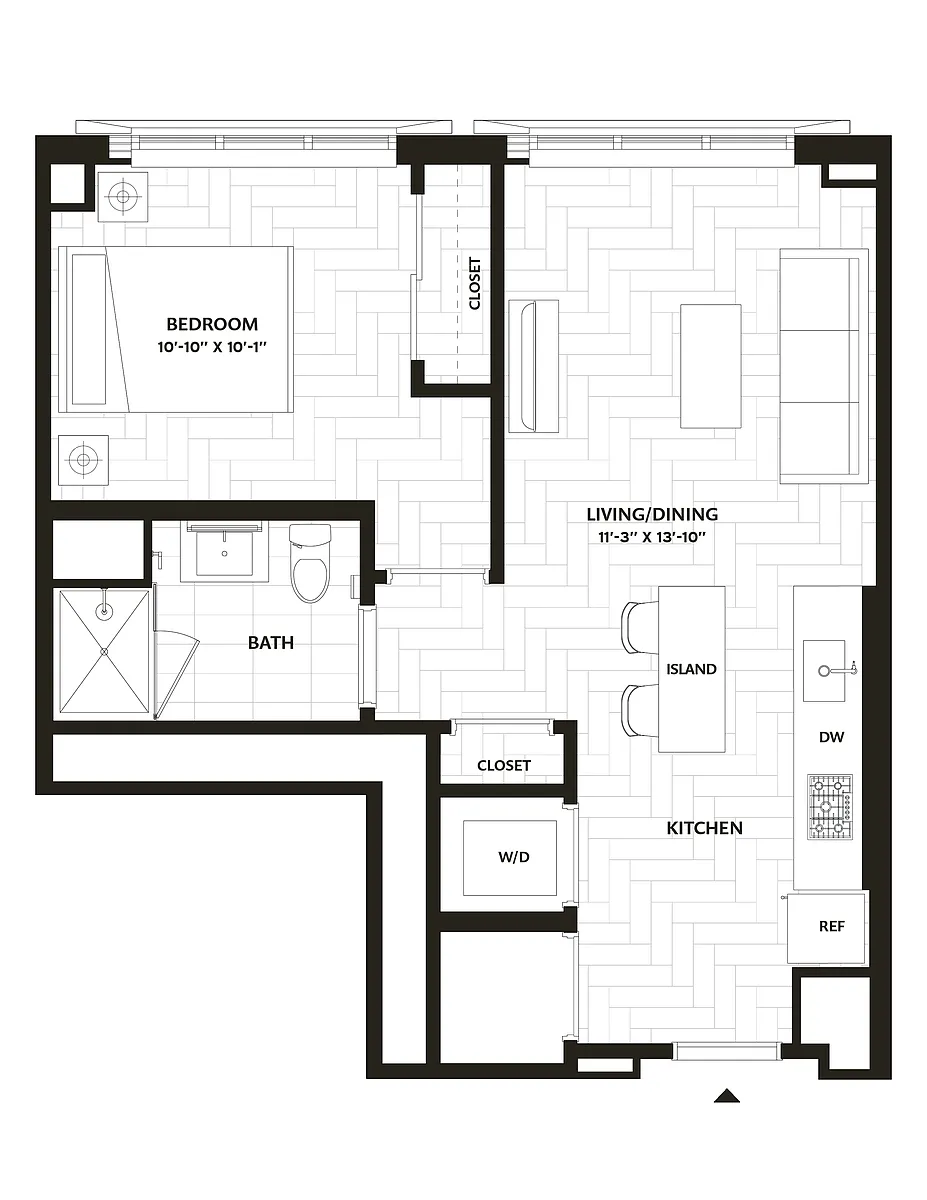 Floor plan 1 Bed/1 Bath-A10
