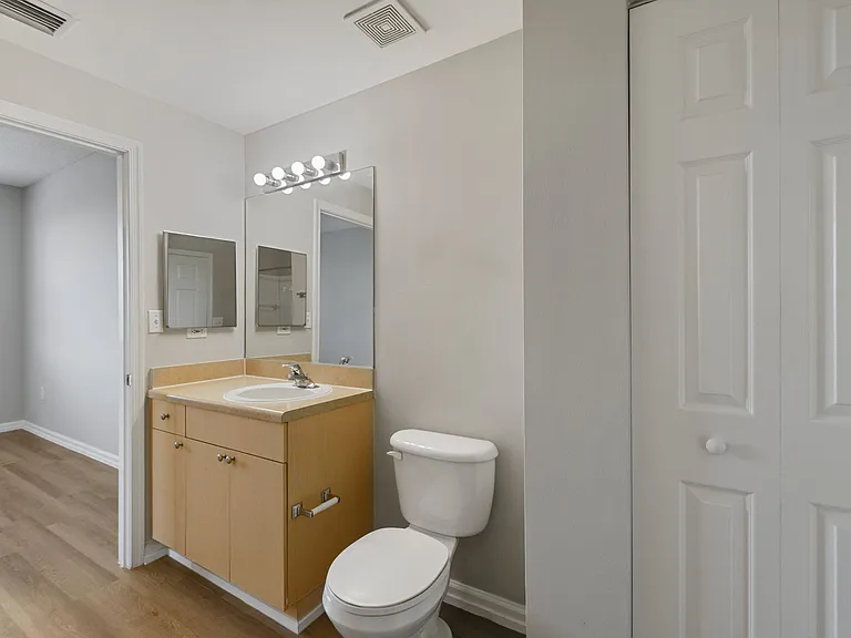 Parial finish vanity with practical storage space