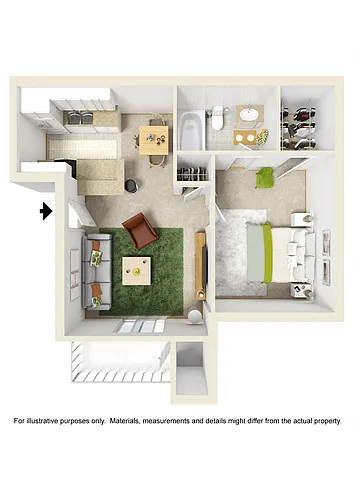 Floor plan One Bed One Bath