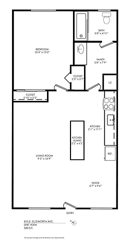 Floor plan 1 Bedroom, 1 Bath