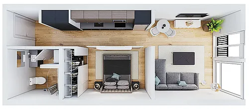Floor plan Open 1 Bedroom