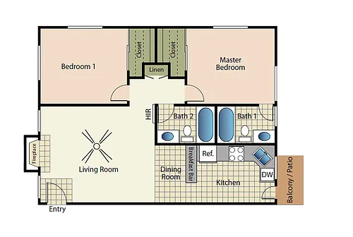 Floor plan Allure - 2 Bedrooms 2 Baths - 22A