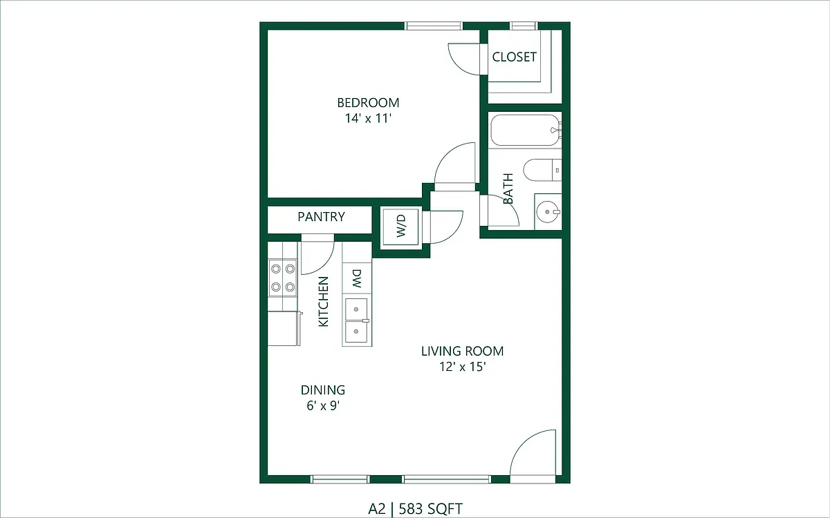 Floor plan 1 bedroom 1 bath