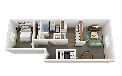 Floor plan 1 Bed / 1 Bath