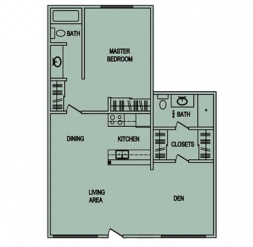 Floor plan 1 Bedroom/ 1.75 Bath
