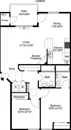 Oxford - 2 Bedroom, 2 Bath Oxford - 2 Bedroom, 2 Bath