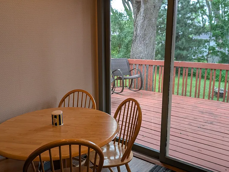 Eat-in kitchen. Sliding door to deck.