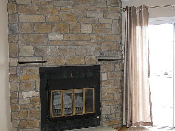Cozy wood burning fireplace 