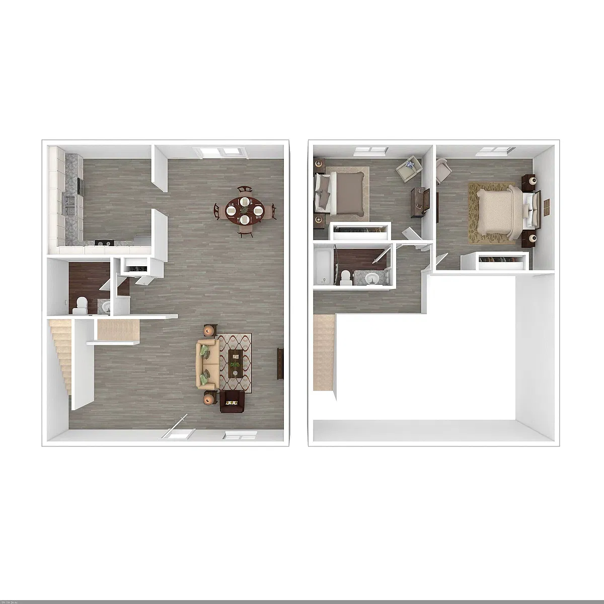 Floor plan Two Bedroom, One and a Half Bathroom (LI)